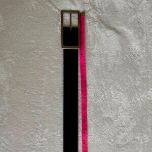 Brown leather belt with silver buckle size medium